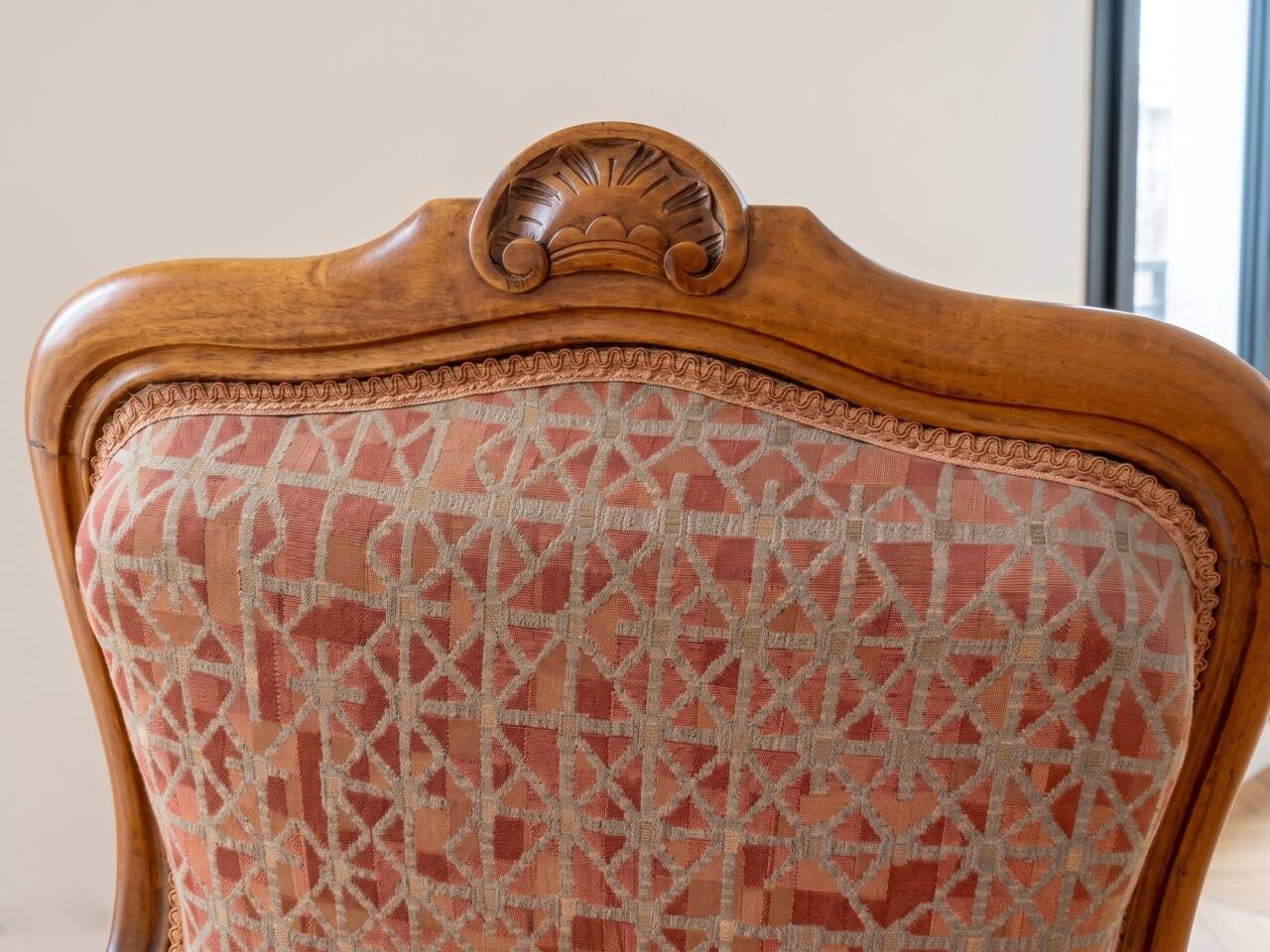 Pair of cabriolet armchairs in Louis XV style in light walnut.
