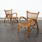 Pair of fan rattan chair