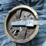 Ceiling lamp in opaline half-moon 1950 diameter: 20cm.