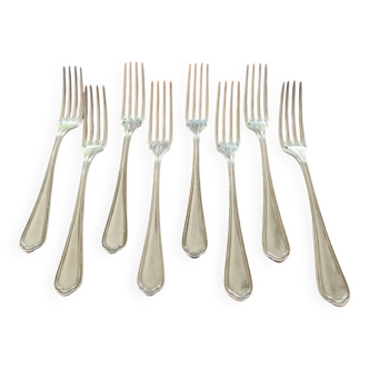 Christofle Set of 8 Spatours table forks in silver metal