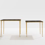 Tables d’appoint feuillage bronze doré laque de Chine Maison Baguès 1950