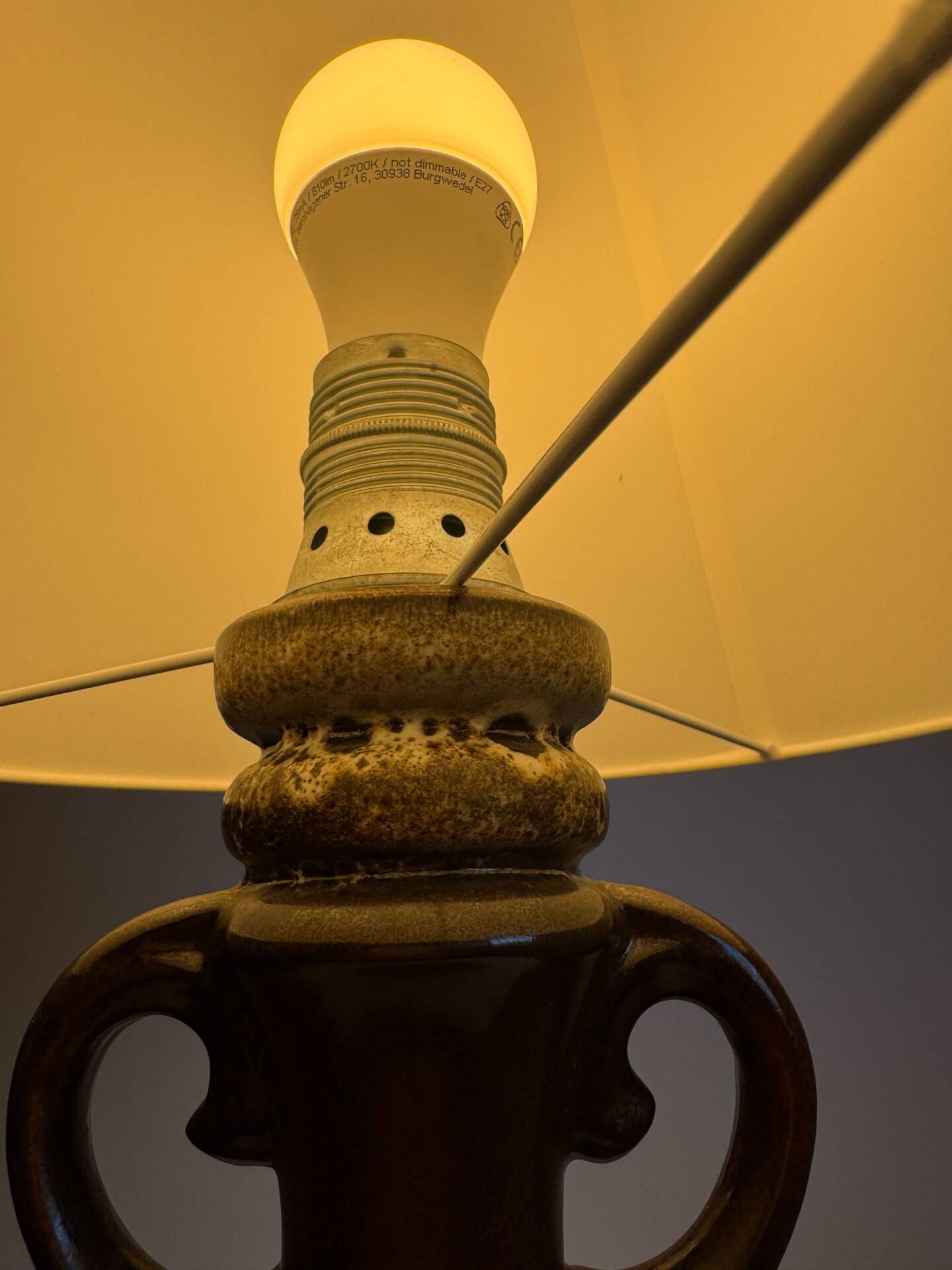 Vintage Mid Century Modern German Handmade Fat Lava Ceramic Table Lamp