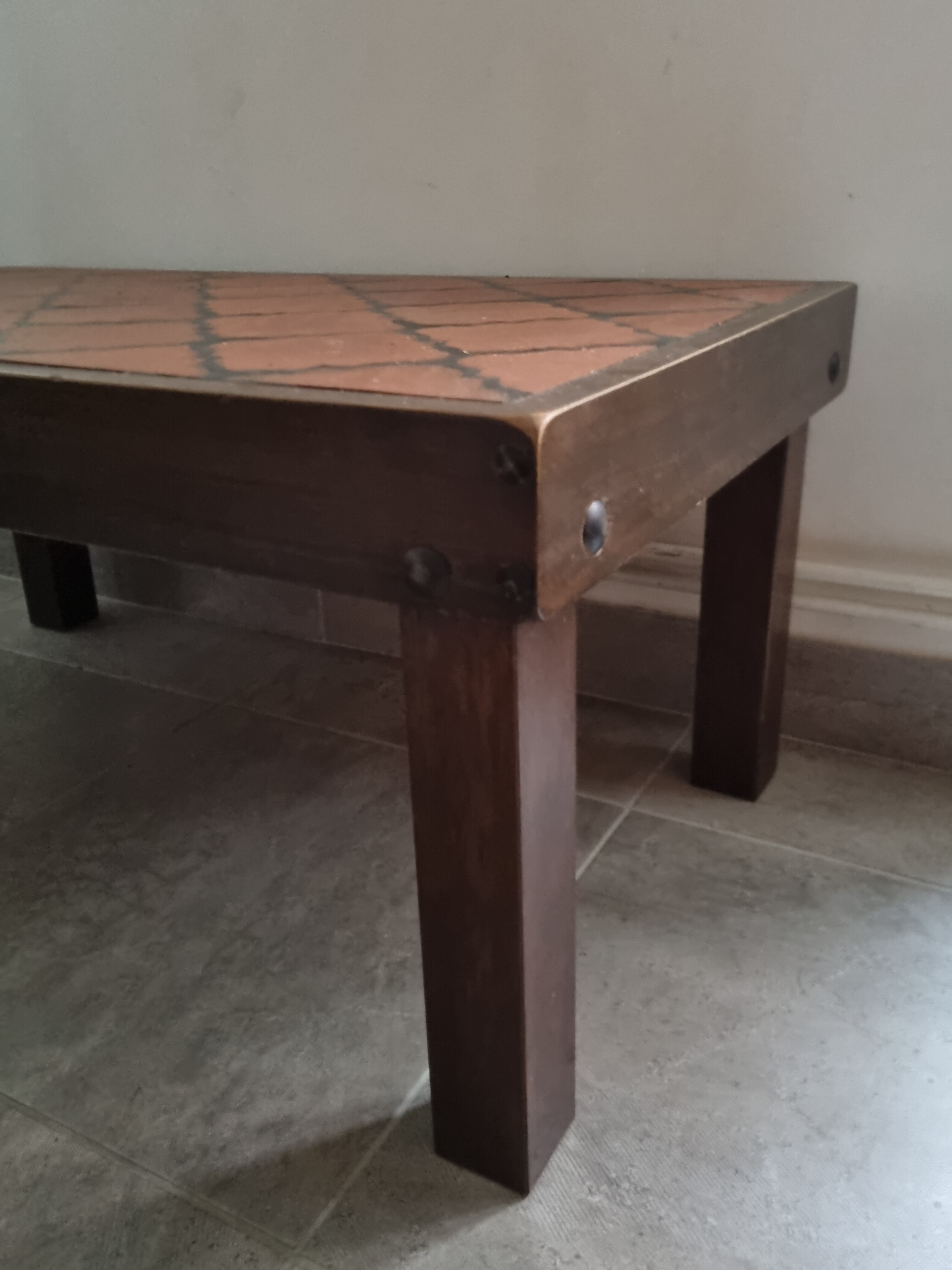 Solid wood coffee table and tiles