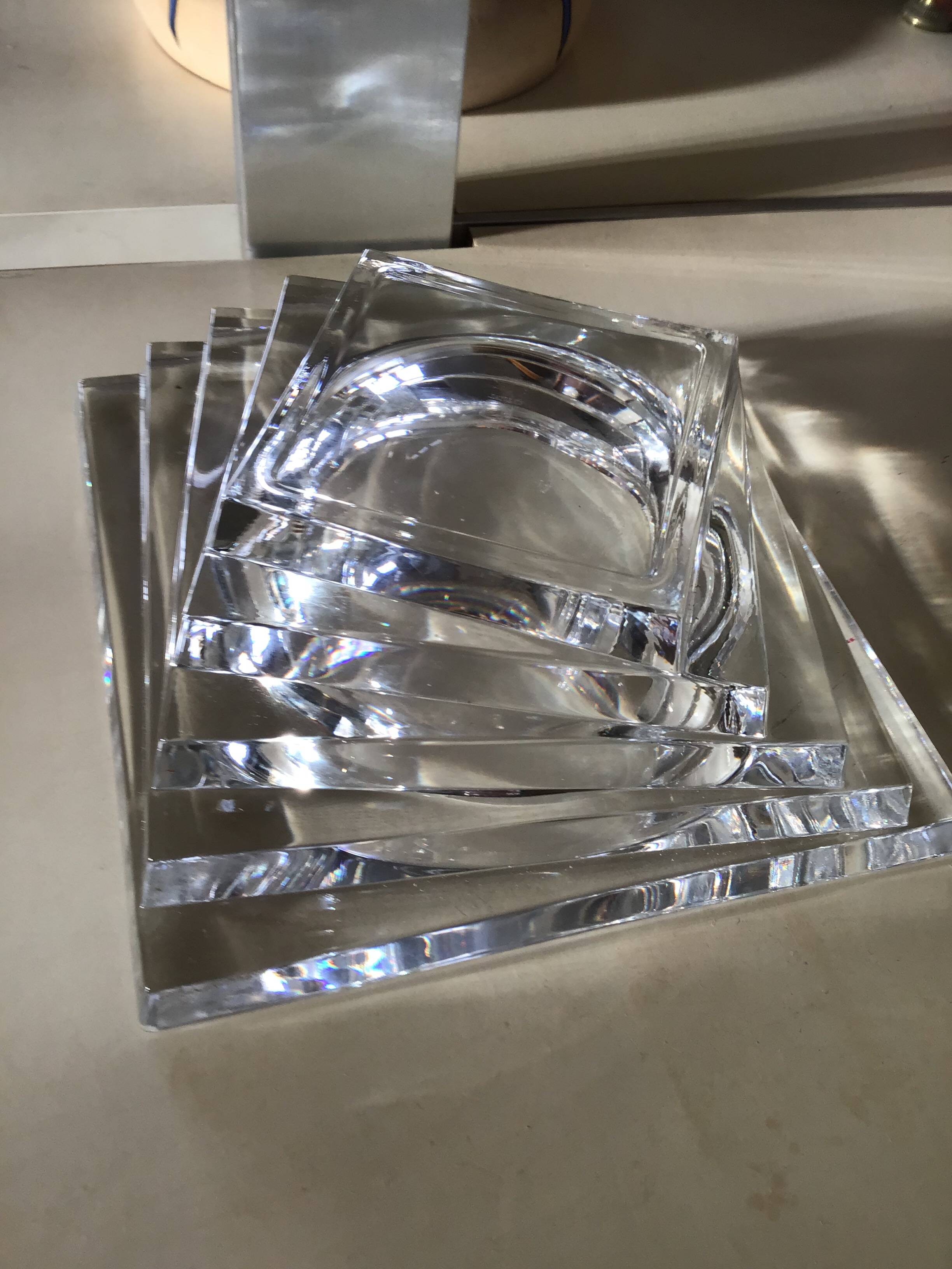Clear crystal ashtray or trinket dish
