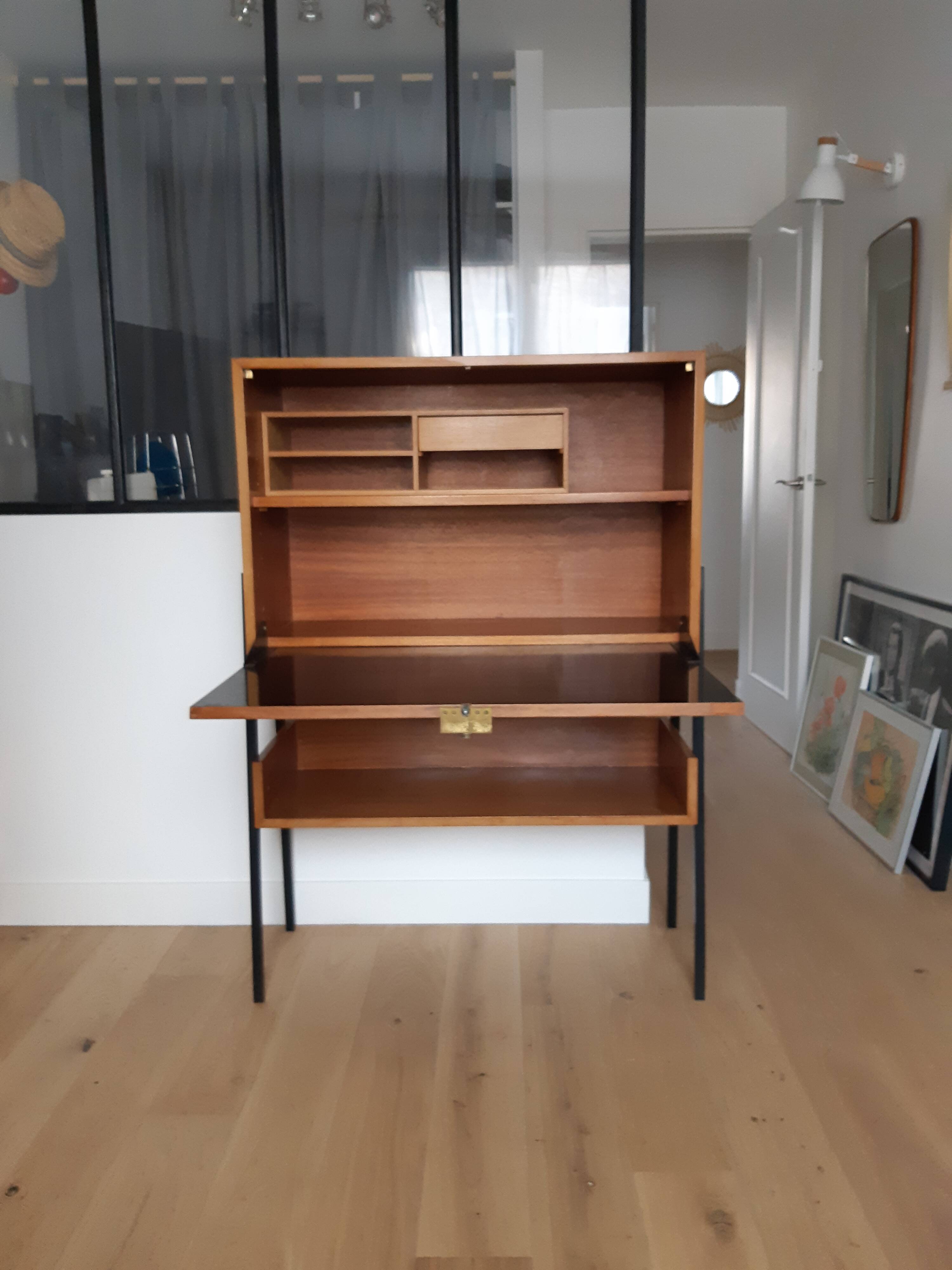 Writing desk wood and metal Jean Domps