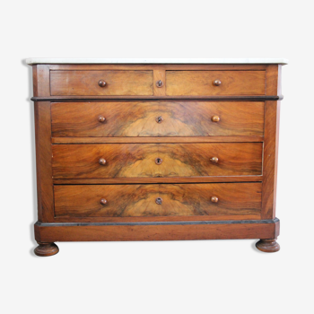 Chest of drawers early XIX ° in walnut magnifying glass and blackened pear tree