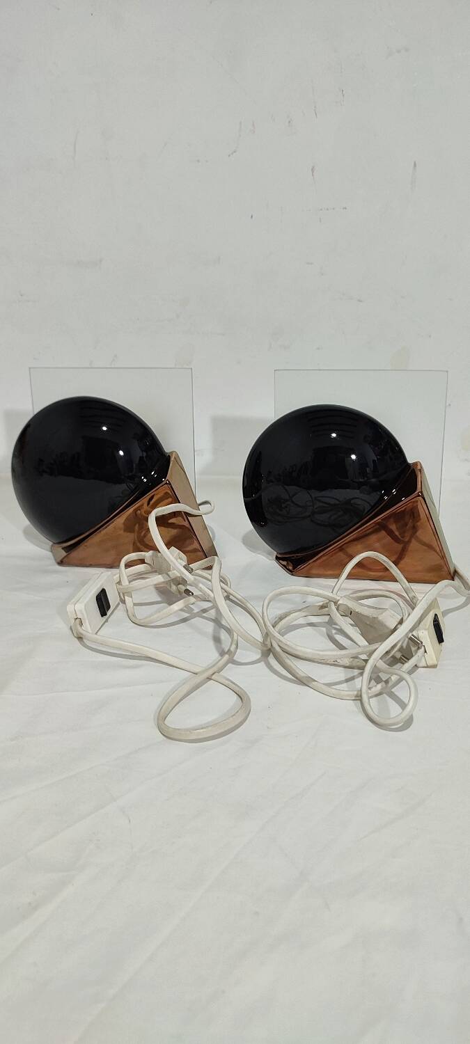 Par de lámparas de mesa de cerámica. España, 1980s.