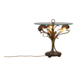 French Hollywood Regency Style Coffee Table with Lightning in Brass Flowers