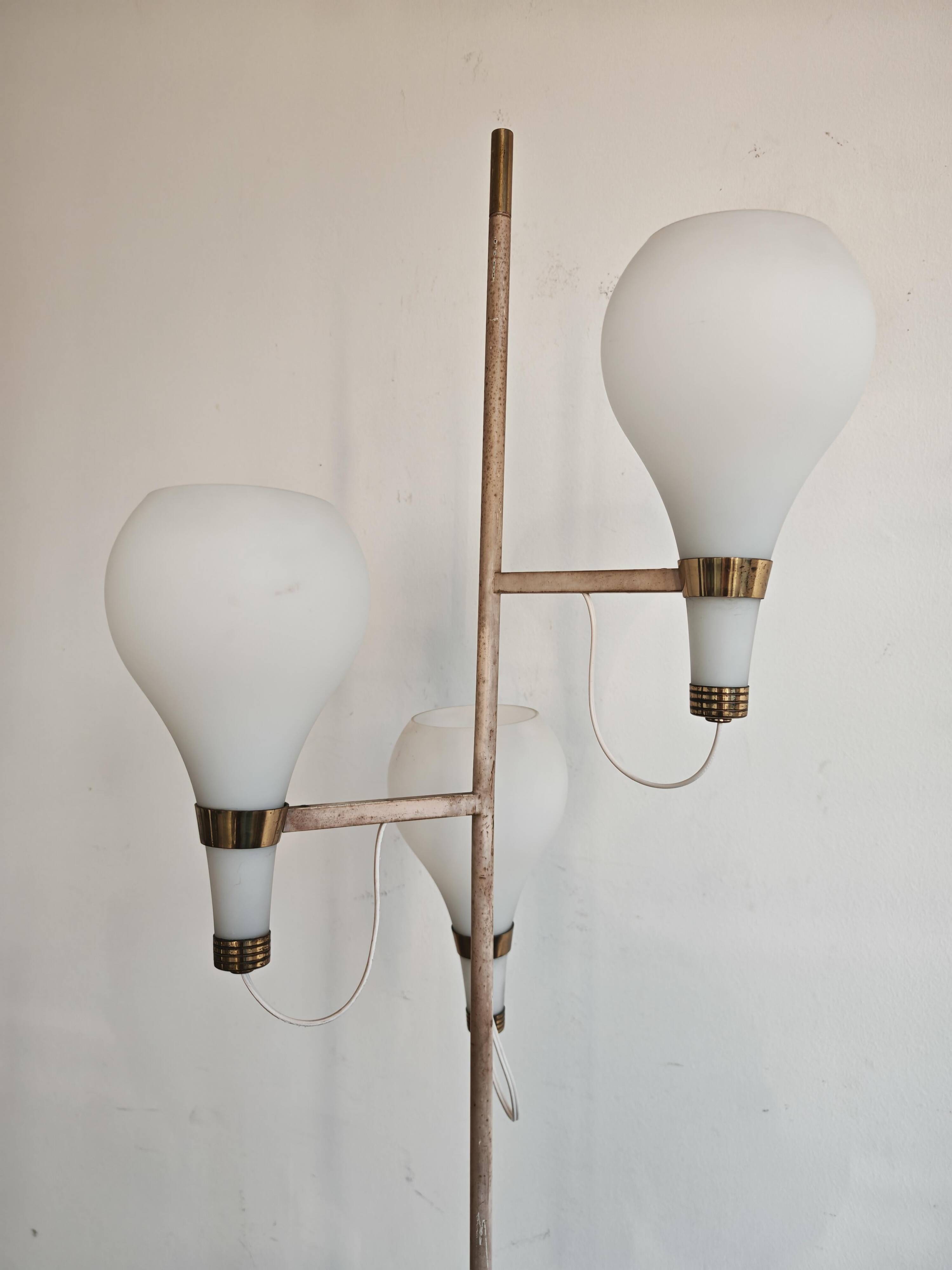 Lampe sur pied 3 bras Mid Century Modern Stilnovo 1950