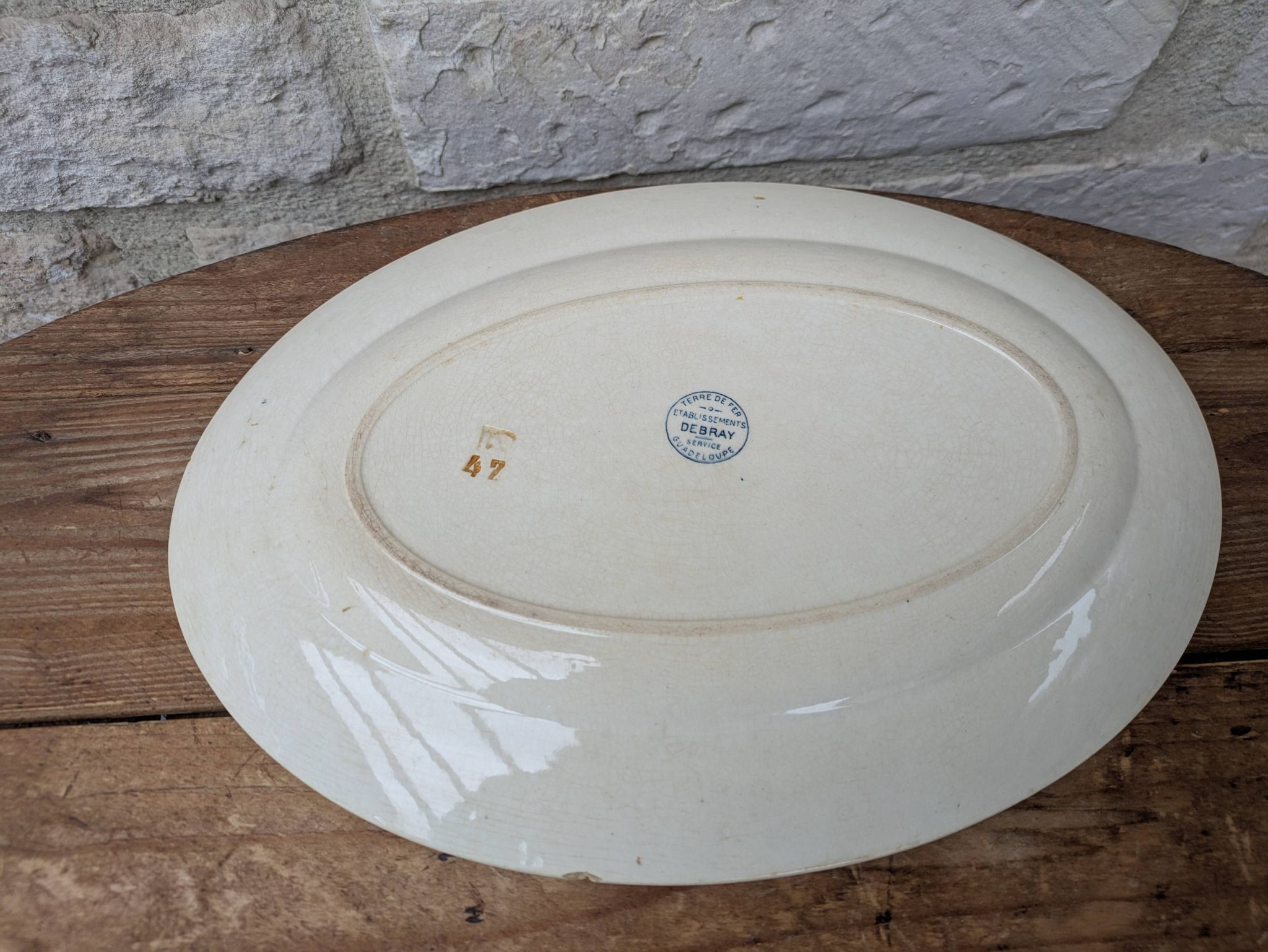 Ancien plat de service ovale terre de fer Debray service Guadeloupe