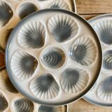 Set of 6 vintage grey oyster plates from Moulin des Loups