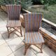 Vintage set of 2 garden woven rattan chairs - sky blue nets - 40