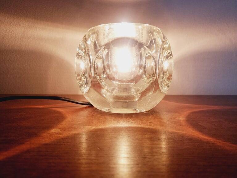 Midcentury Table Lamp Peill & Putzler Ice Cube Glass, Germany, 1970s