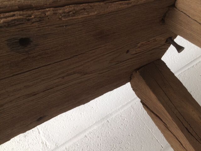 Workbench out of his barn wood