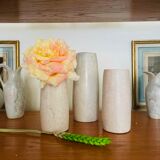 Trio of soliflores in rough cut stone