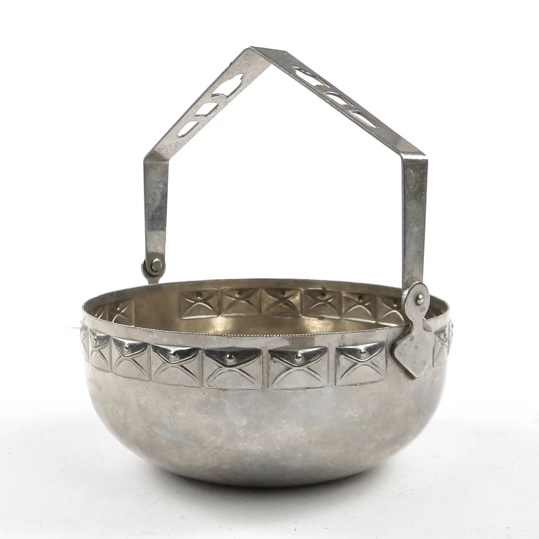 Art Nouveau sugar bowl, silver-plated brass, Sweden, early 20th century