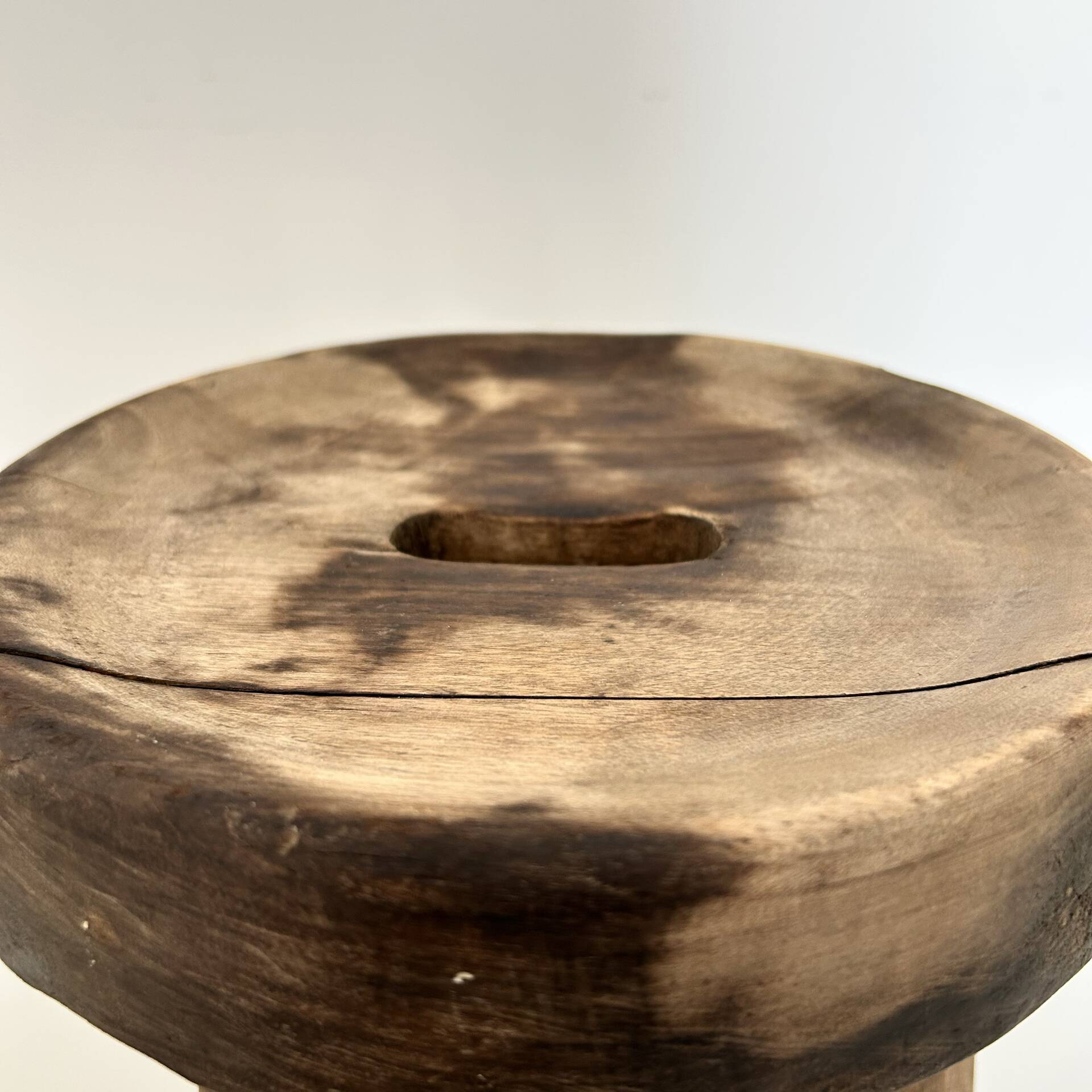 Patinated tripod stool