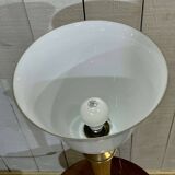 Lampe Mazda des années 1960, piétement en tôle et tronc en bois