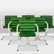 Set of 6 chairs in white lacquered metal and velvet. 1970s.