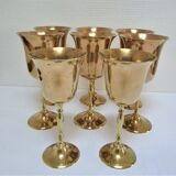 Set of eight vintage solid brass walking glasses