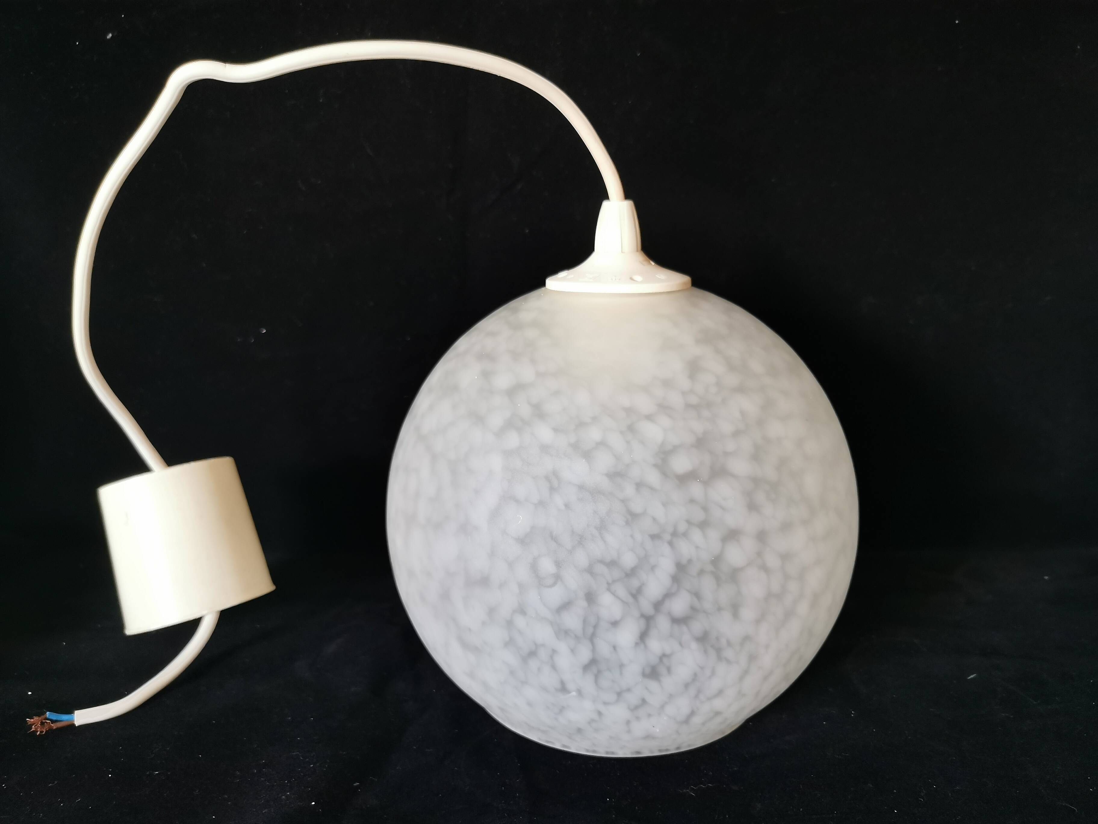 pendant lamp, lampshade, ball, art deco, opaque glass, Clichy glass