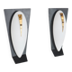 Vintage wall sconces in opaline glass and brass, 1950s, set of 2.