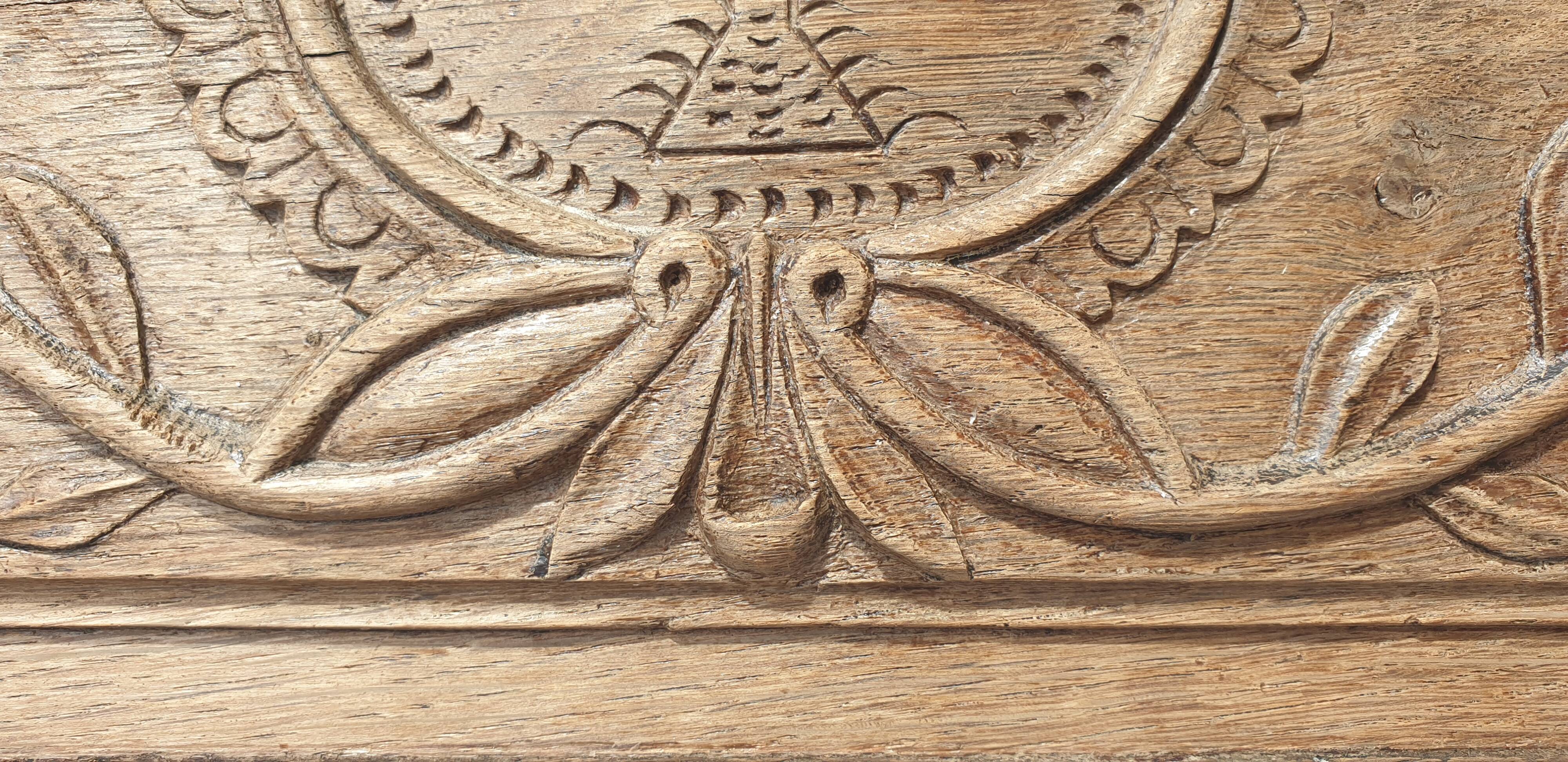 18th century carved wooden plaque bas-relief panel