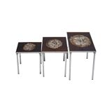 Vintage Nesting Tables Tile Tables Adri Belarti Set of 3 Chrome Ceramics
