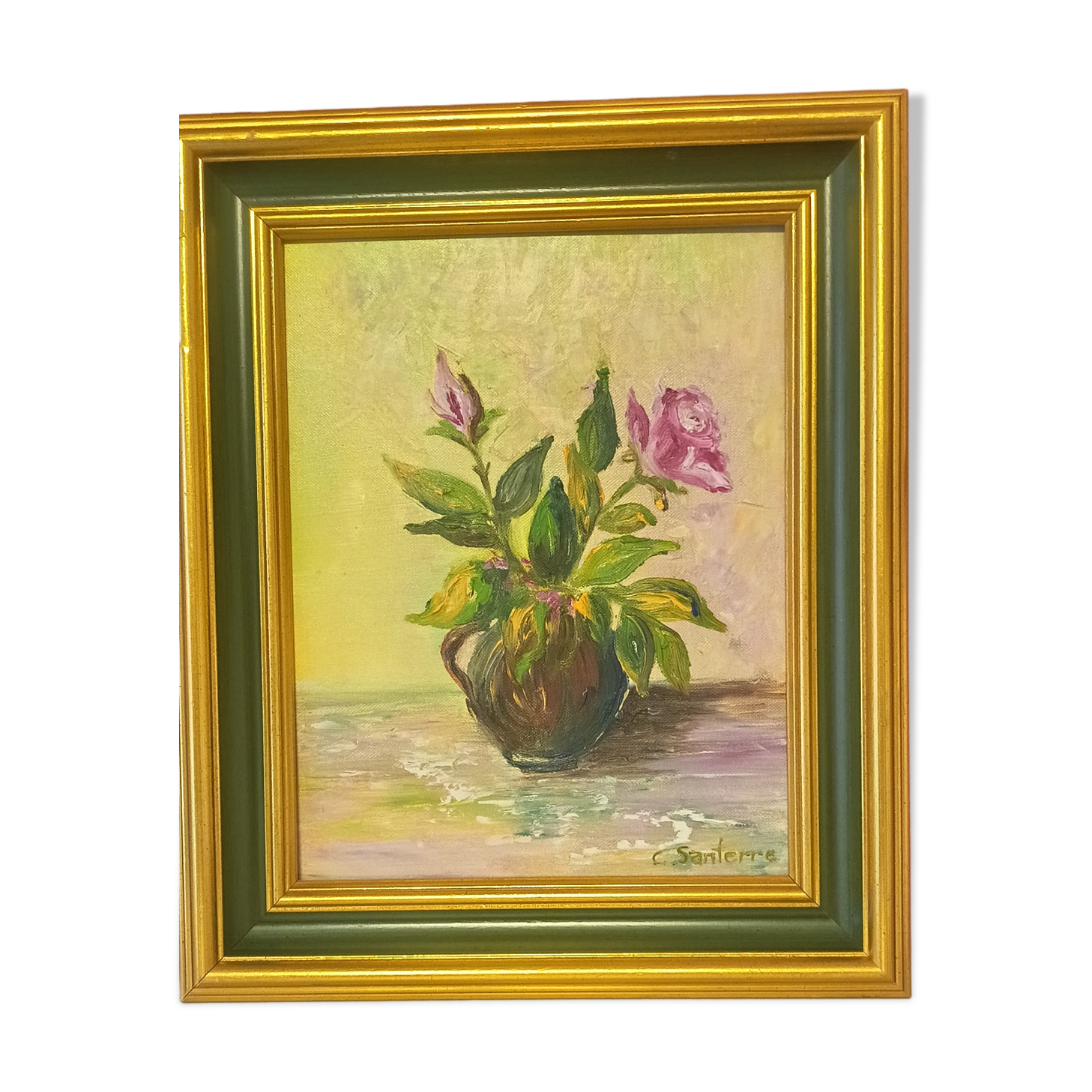 Tableau floral huile signé