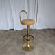 Tabouret de bar italien mid-century modern en laiton et cuir