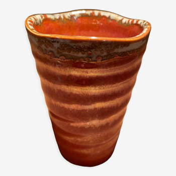 Mug pot en céramique émaillée vermillon