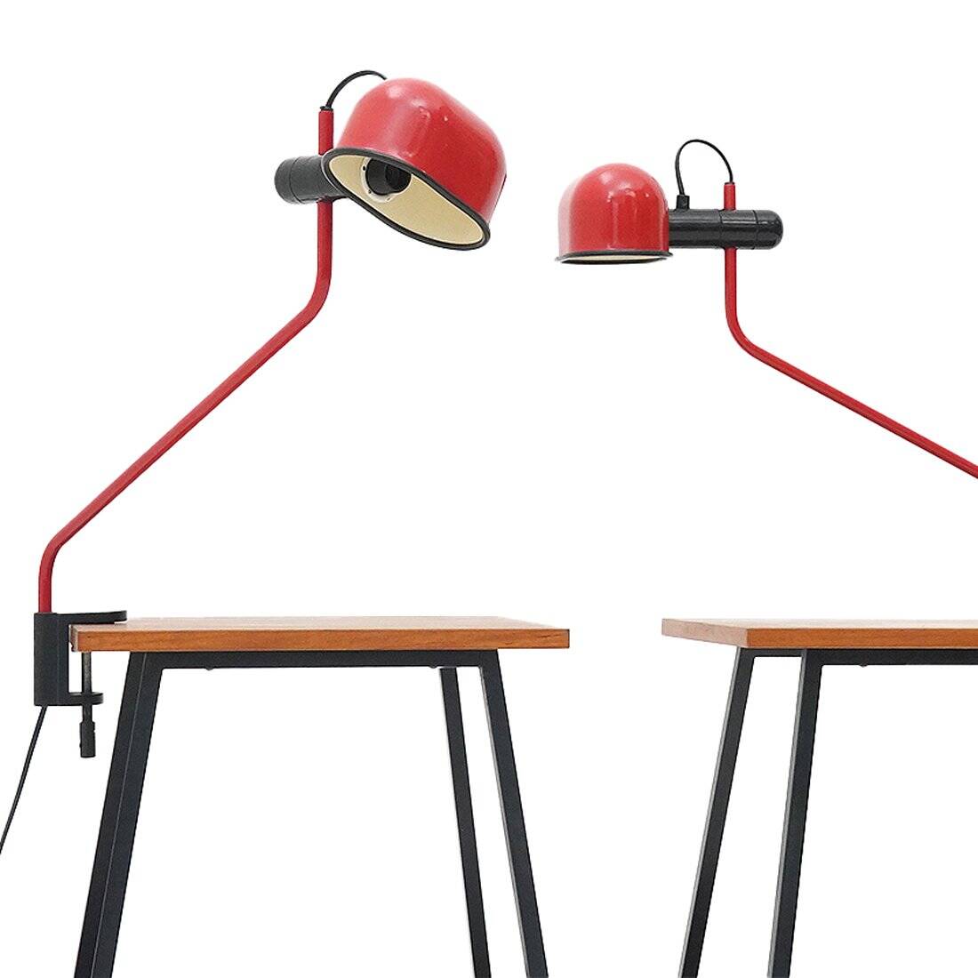 Lampe à pince métallique rouge de F. Fabbian, années 1980