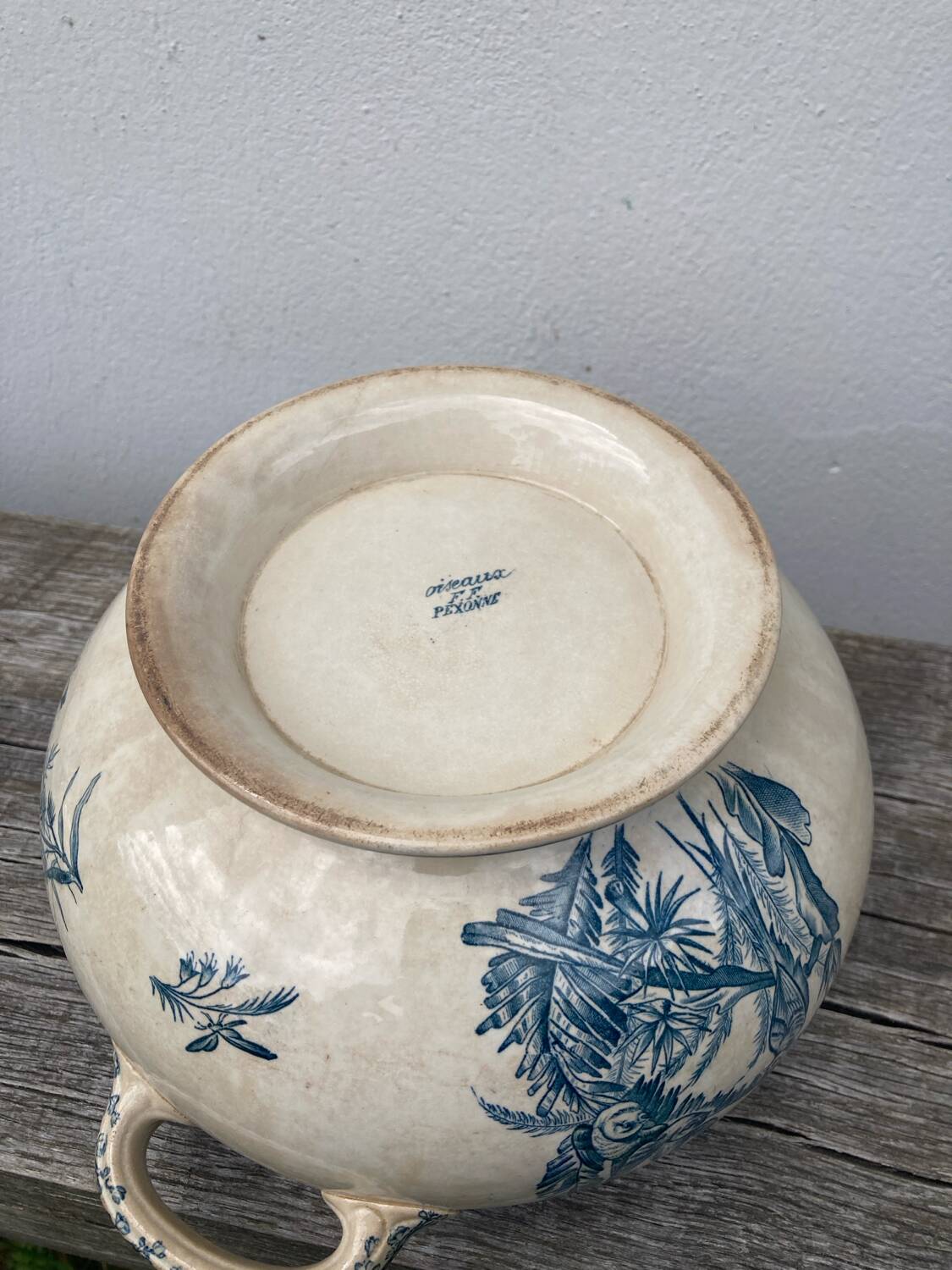 Earthenware tureen tureen Pexonne birds