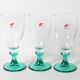 Set of 3 Vintage Bormioli Rocco Wine Glasses: Green Stem Harmonia, 1990s