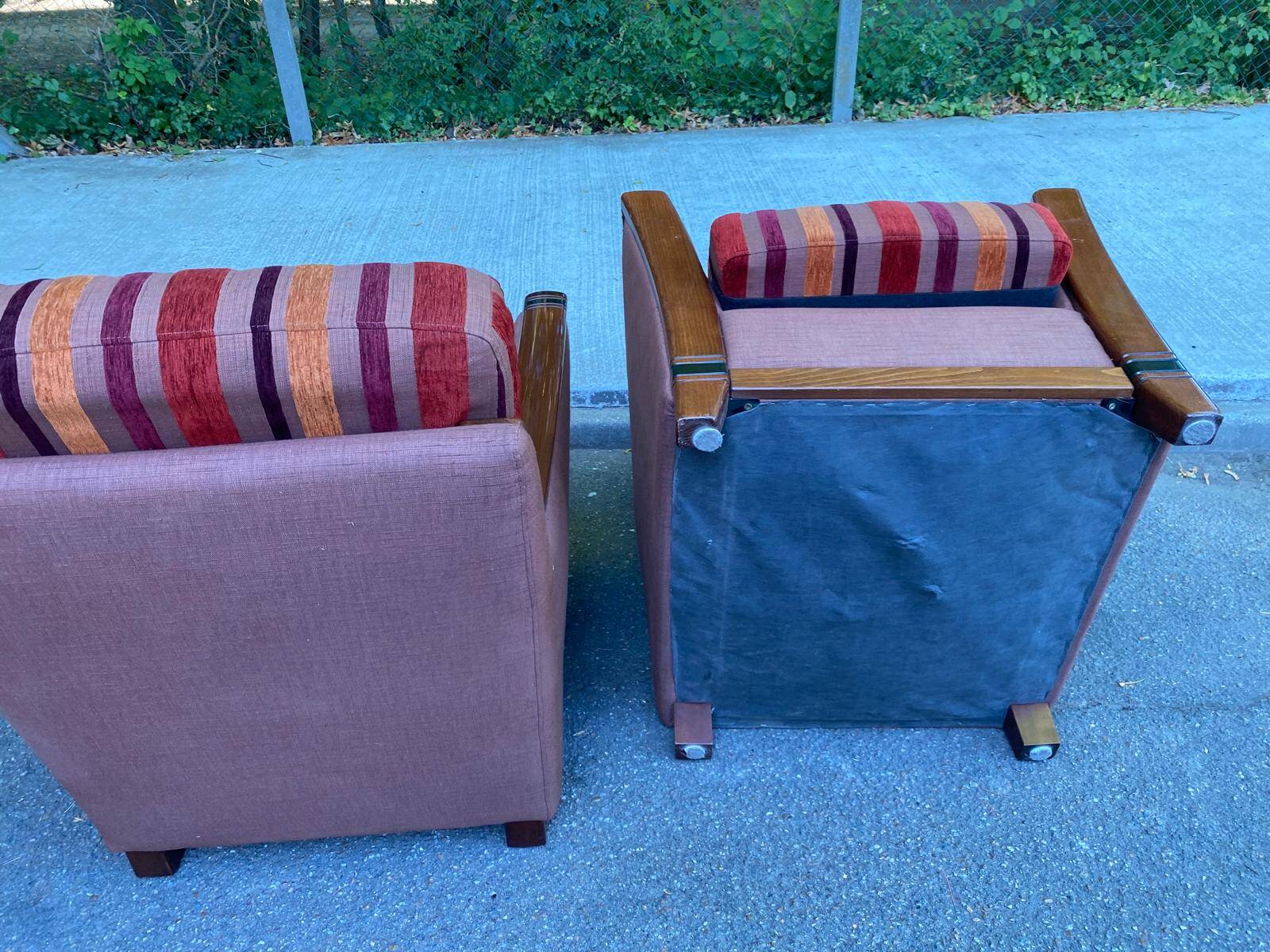 2 Art Deco inspired armchairs Cavel France 2000s