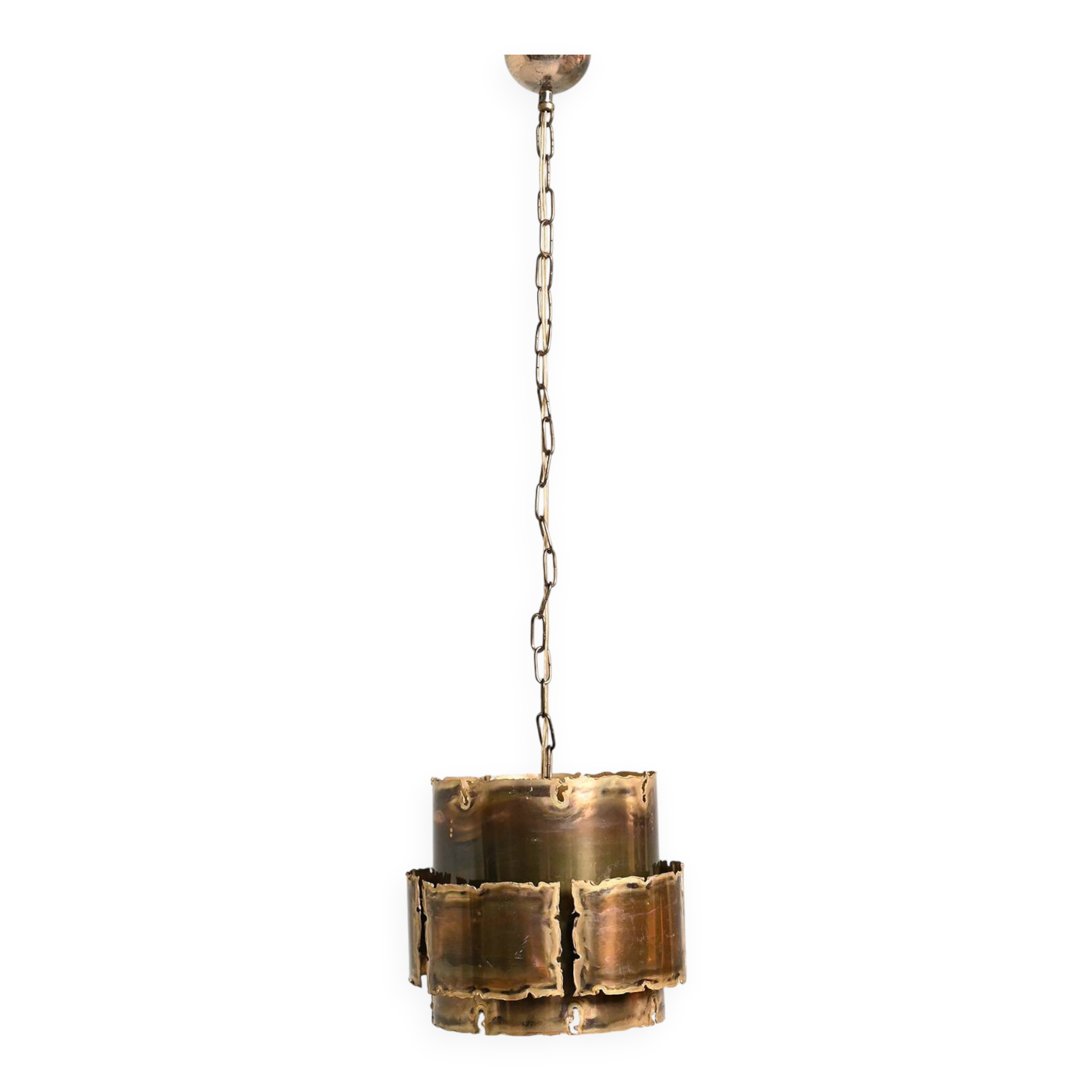 Lampe de plafond en laiton brutaliste, Danemark, années 60