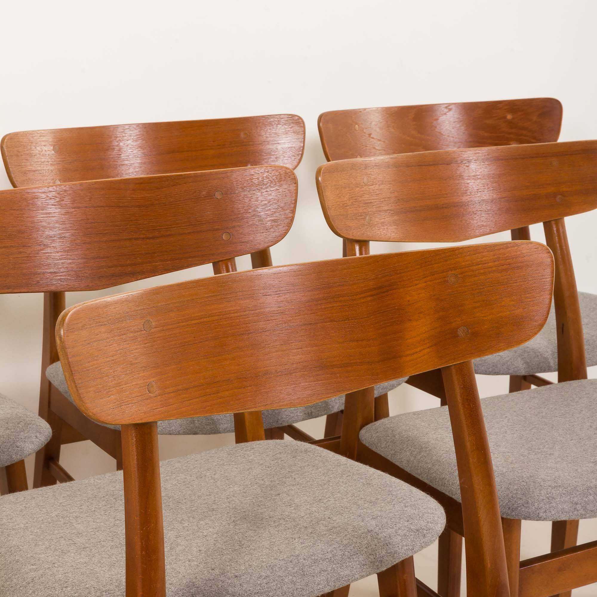 Danish vintage teak chairs attr. to Farstrup, set of 8, 1960s