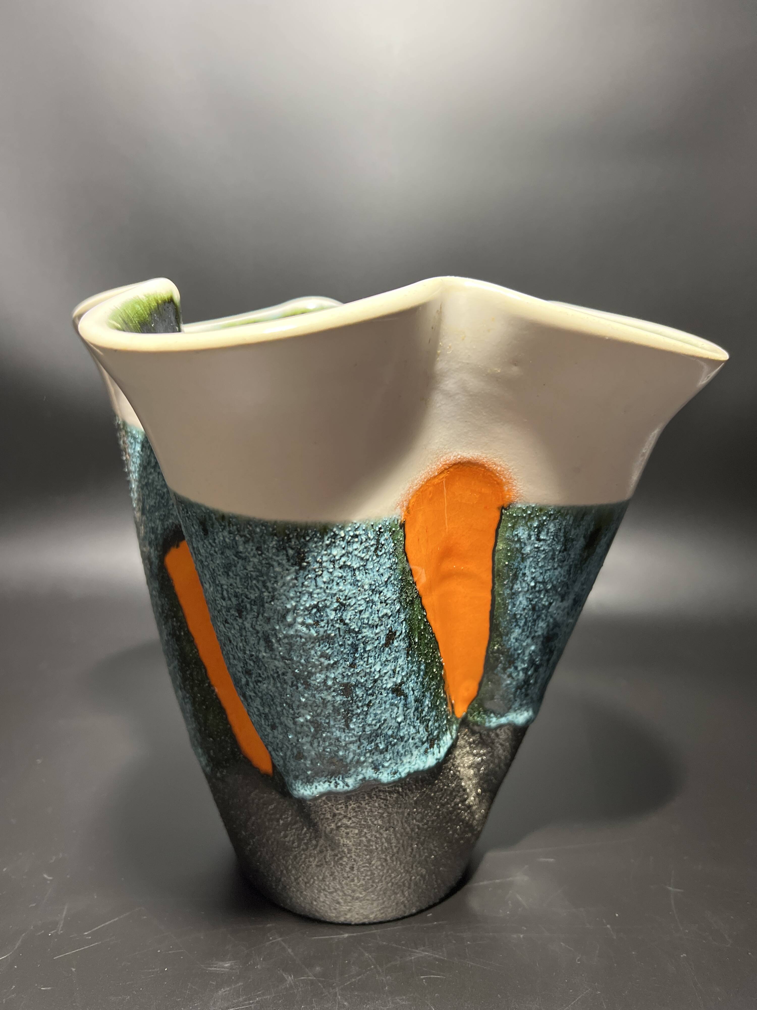 Enamelled ceramic vase signed Elchinger 1950