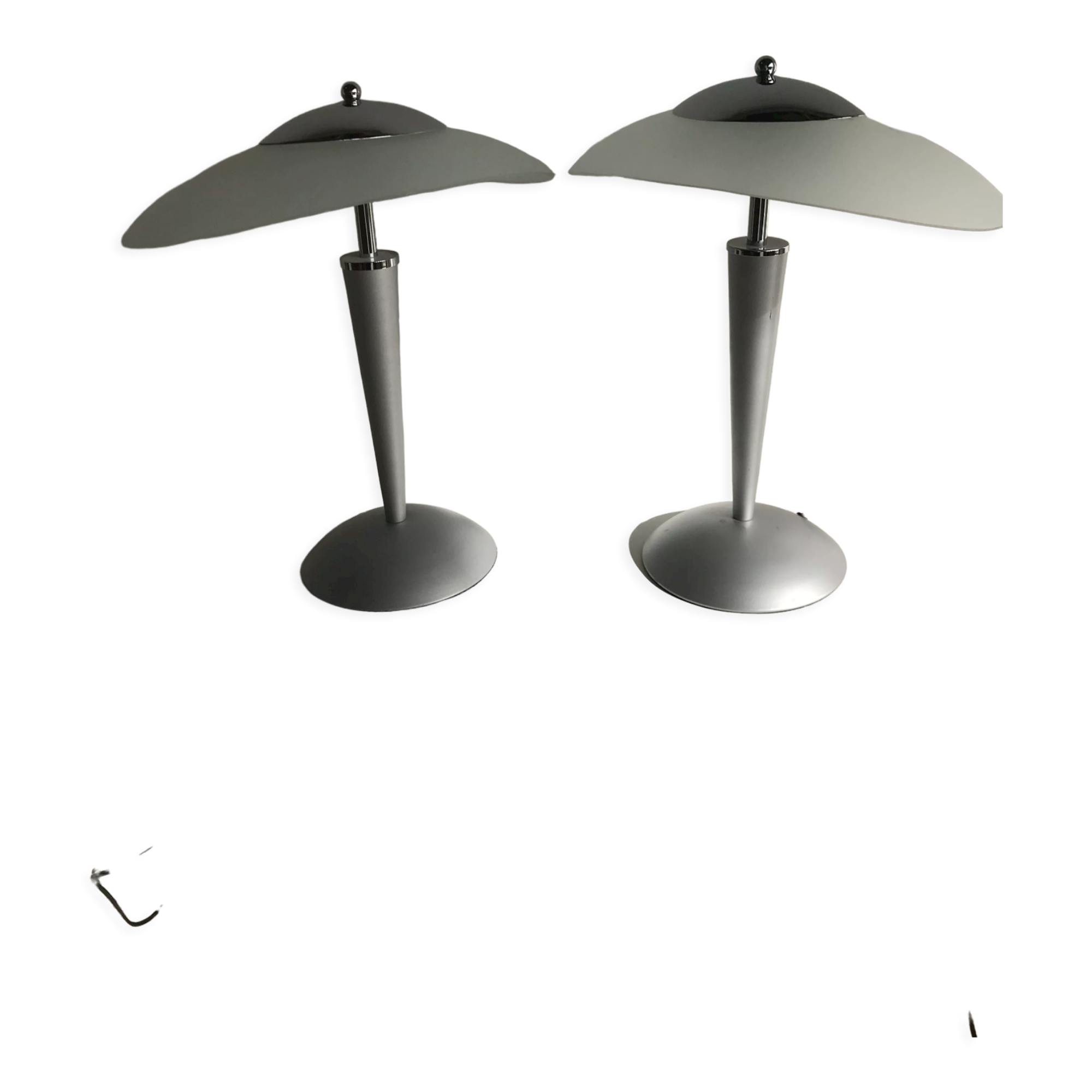 Gray lamp with oval frosted glass lampshade