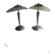 Gray lamp with oval frosted glass lampshade