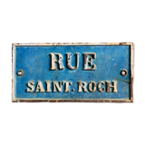 Street plate, embossed letters "rue Saint-Roch" in cast iron, 19th