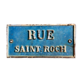 Street plate, embossed letters "rue Saint-Roch" in cast iron, 19th