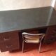 Industrial metal and glass top desk