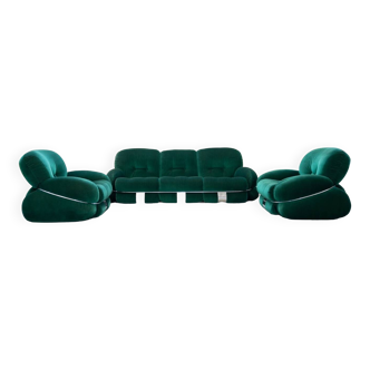 Living room, 2 armchairs and 3-seater sofa, OKAY model, Adriano Piazzesi, 1970