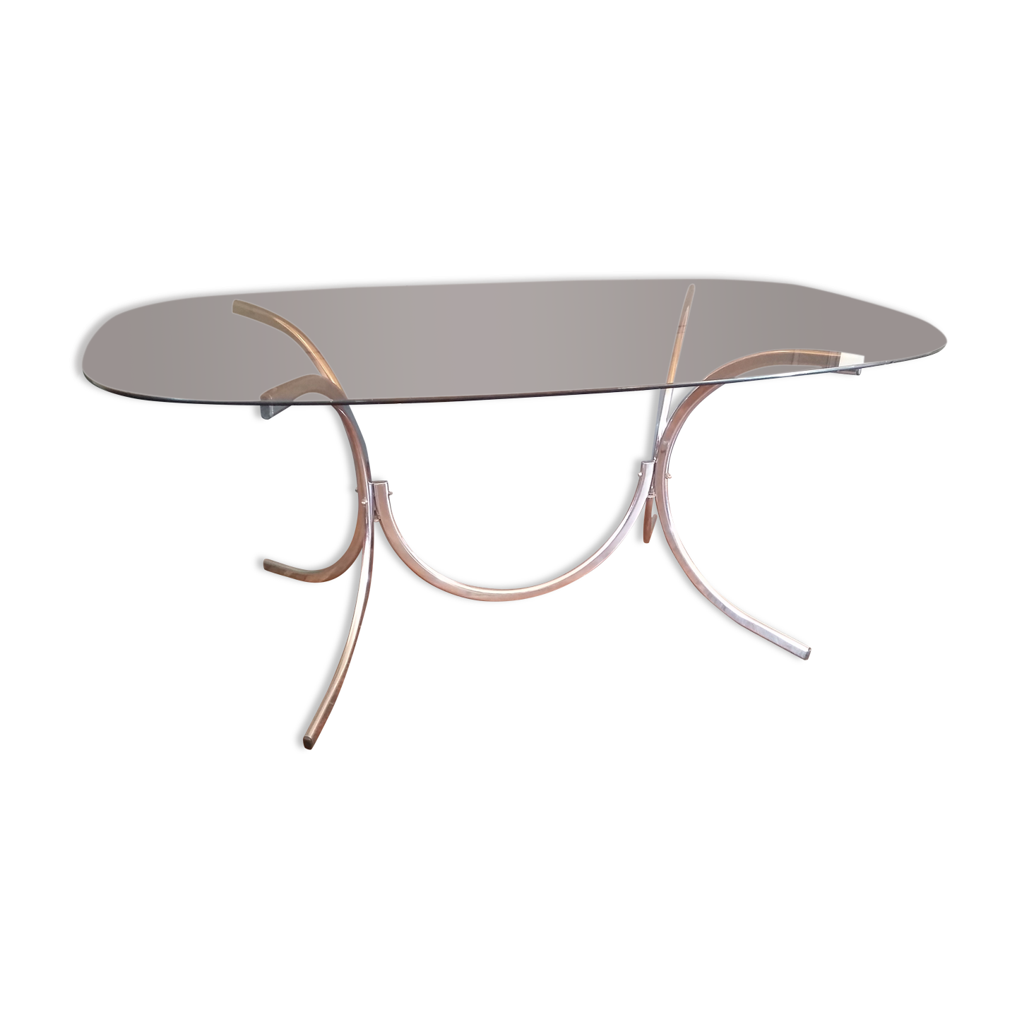 Vintage dining table glass and chrome 1970