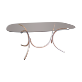 Vintage dining table glass and chrome 1970
