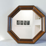 Miroir vintage en bois forme octogonale