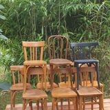 Lot of ten mismatched bistro chairs