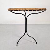 Side table in rattan and wrought iron, France, 1970s