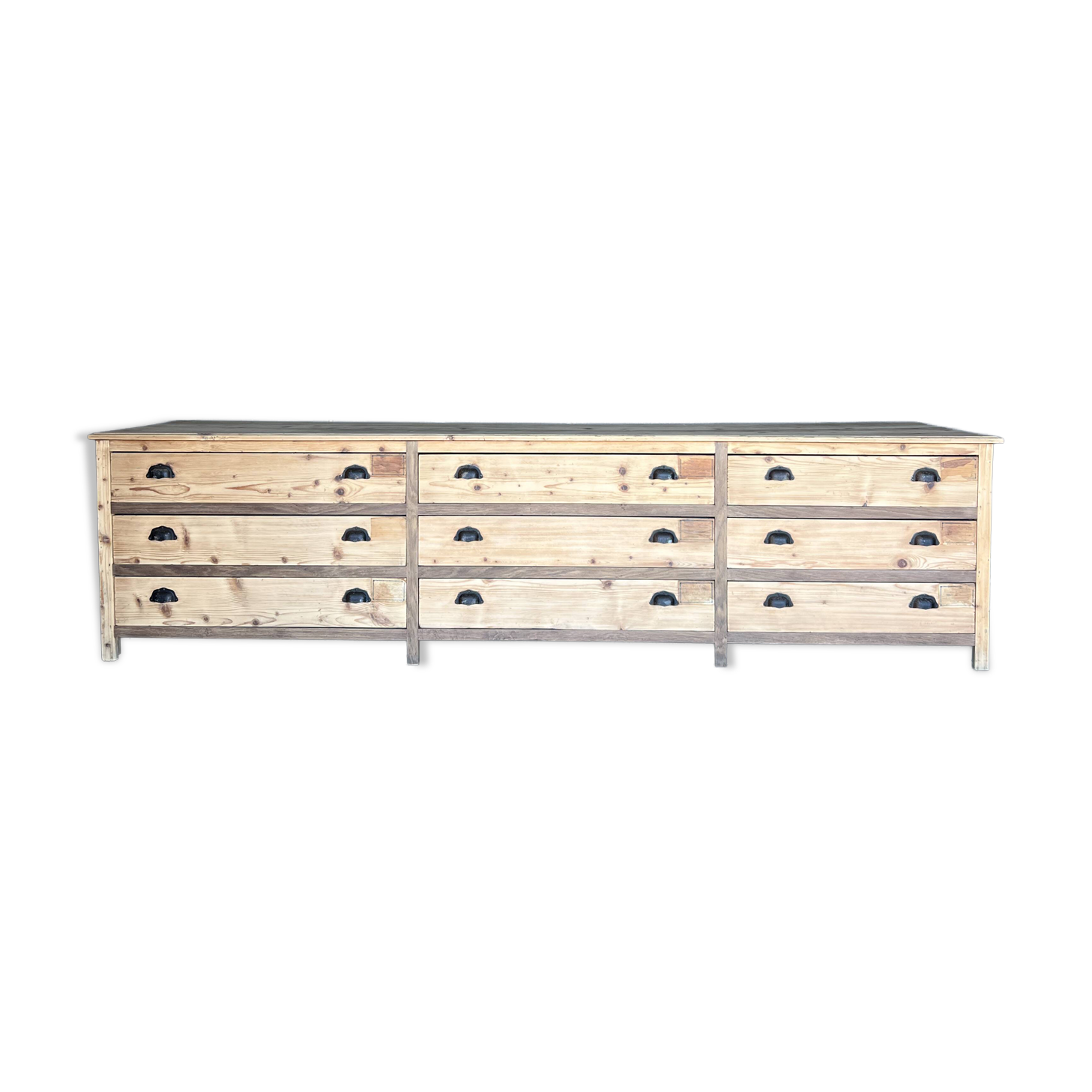 Old draper's furniture, raw wood